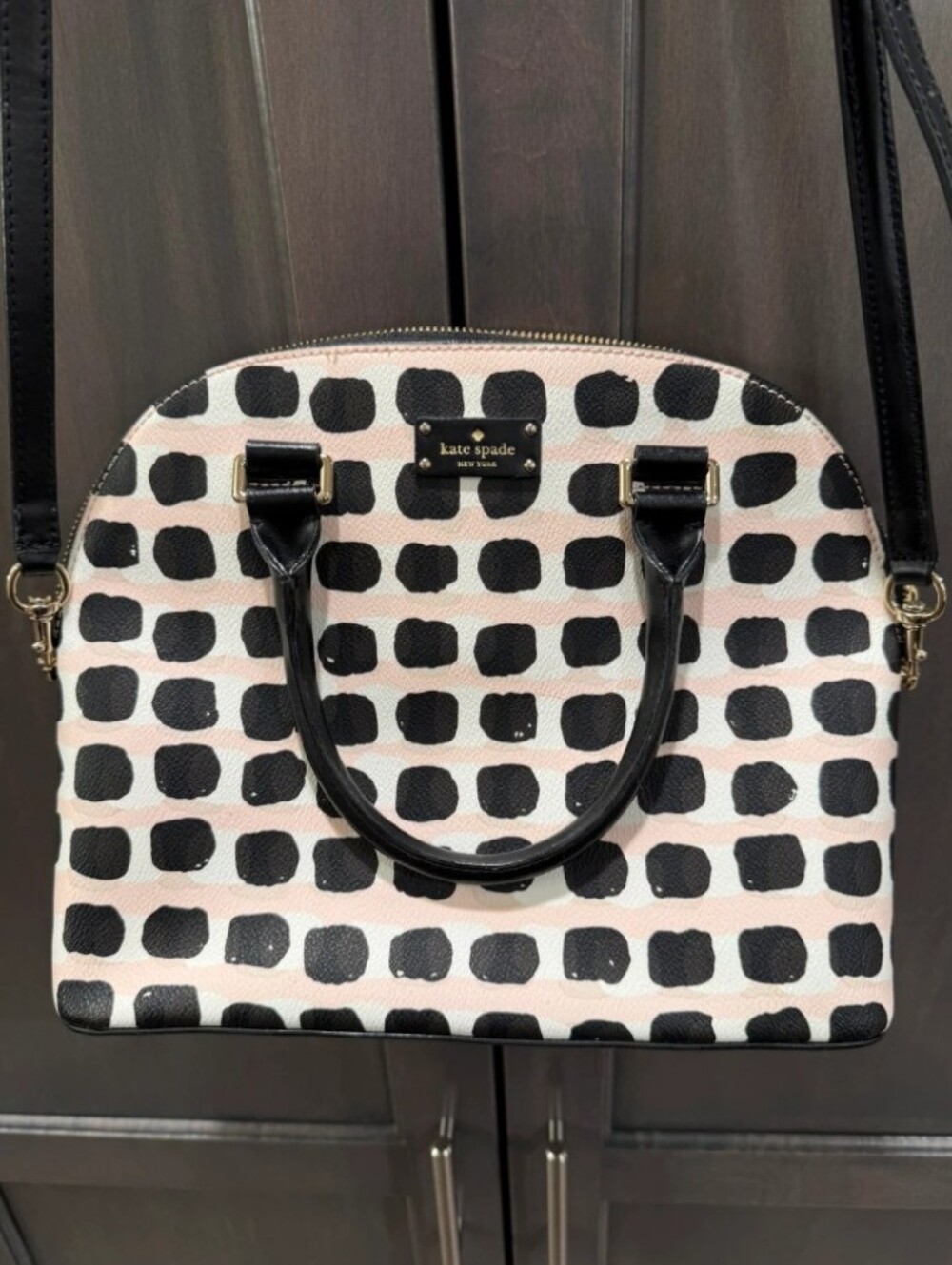 Kate Spade Black, White & Light Pink Dome Satchel Crossbody - Picture 2 of 9